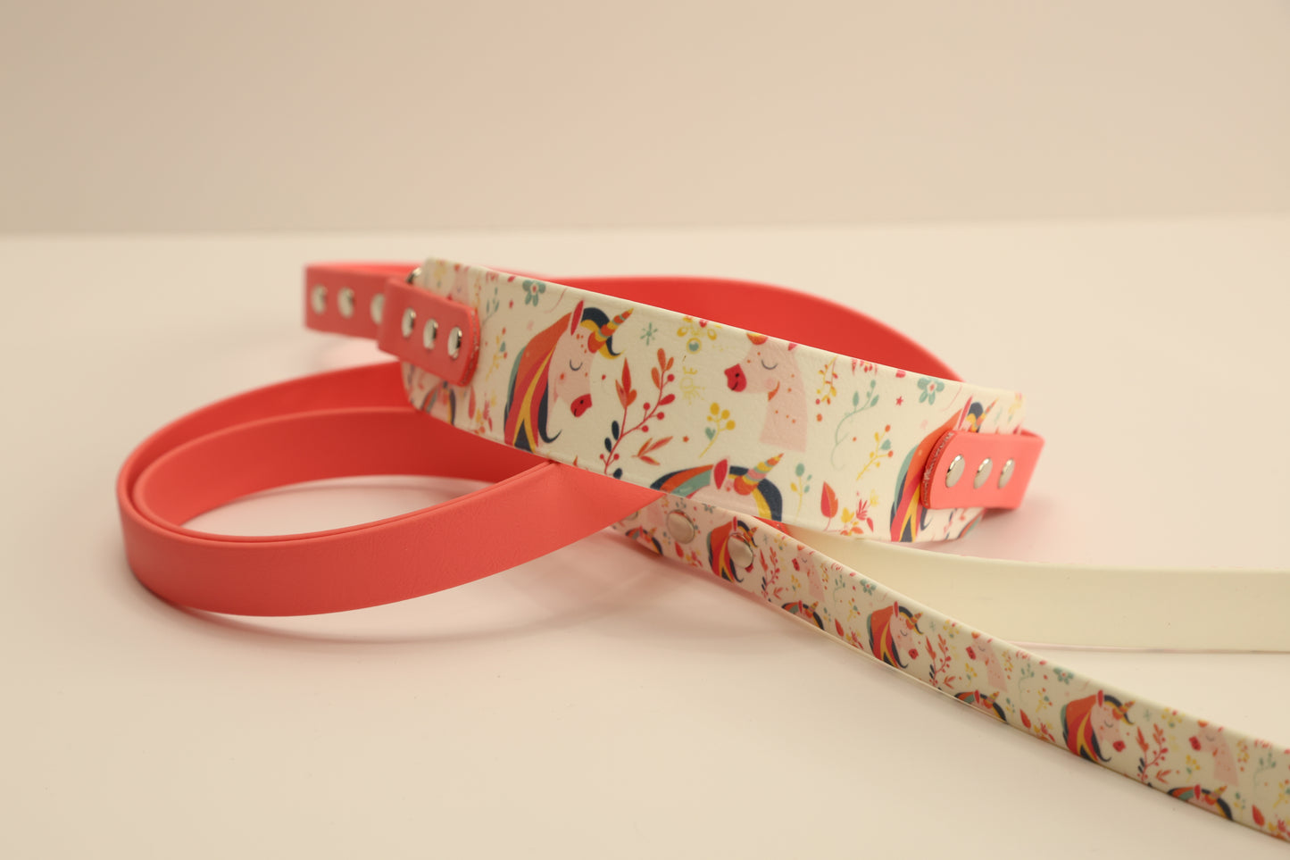 1 1/2" - 3/4" Pink Unicorn Martingale Leash